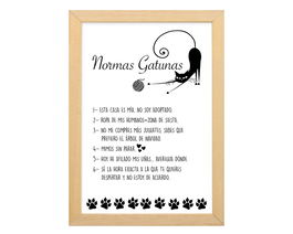 Cartel Decoración Normas Gatunas 35x25 cm