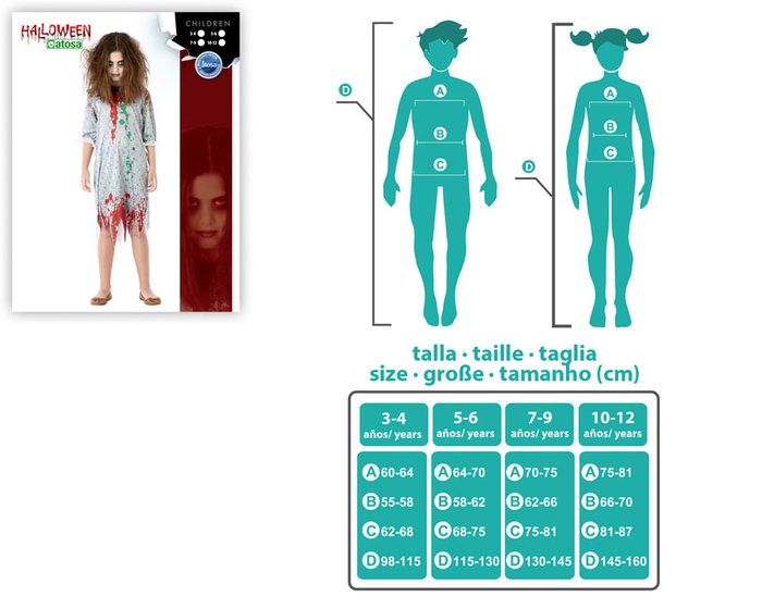 Disfraz Niña Poseída Halloween Terrorífico Vestido Multicolor Infantil 3-4 Años Mujer Poliéster Disfraz Niña Poseída Halloween Terrorífico Vestido Multicolor Infantil 3-4 Años Mujer Poliéster