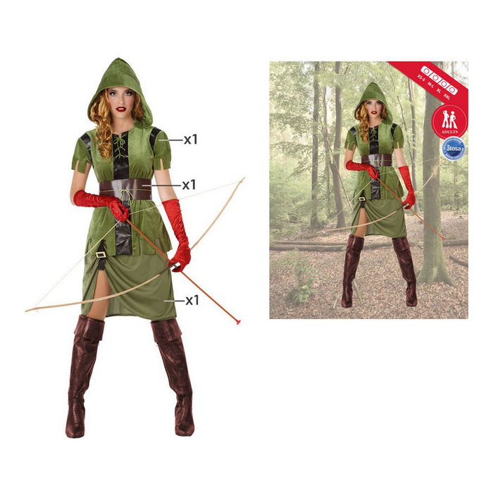Disfraz Robin Hood Arquera Mujer Adulto Talla XL Verde