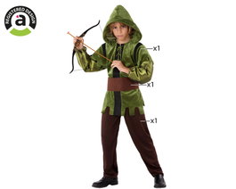 Disfraz Robin Hood Niño Verde Oscuro 7-9 Años - Chaqueta, Pantalón y Cinturón