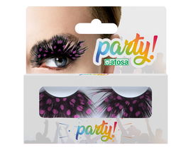 Pestañas Postizas Con Plumas Rosas Y Lunares Para Looks Creativos