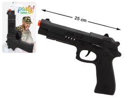 Pistola Negra De Juguete 25 cm Con Detalle Naranja Para Disfraz Militar Accesorio Para Juegos