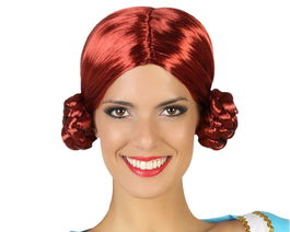 Peluca Tirolesa Pelirroja Con Moños Accesorio Temática Edad Media Adulto