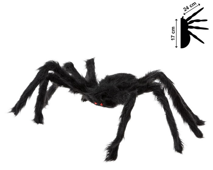 Araña Decorativa Halloween Negra de 17x50 cm, Grande para Mesa o Entrada, Decoración de Miedo para Fiestas Araña Decorativa Halloween Negra de 17x50 cm, Grande para Mesa o Entrada, Decoración de Miedo para Fiestas