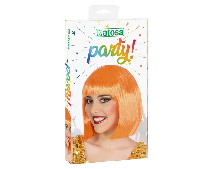 Peluca Naranja Lisa Corta Con Flequillo