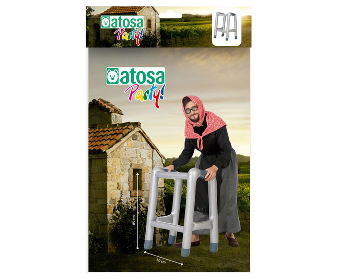 Andador Hinchable Gris Accesorio Disfraz Abuela Carnaval Fiesta Temática Broma