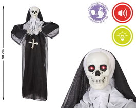 Colgante Monja Esqueleto Con Luz, Sonido Y Movimiento 86 cm