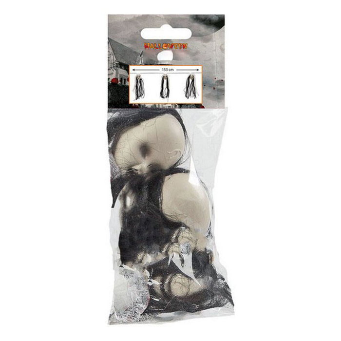 Atosa Guirnalda Cabezas Jíbaras con Tela y Pelo - 153 cm - Decoración de Halloween Atosa Guirnalda Cabezas Jíbaras con Tela y Pelo - 153 cm - Decoración de Halloween