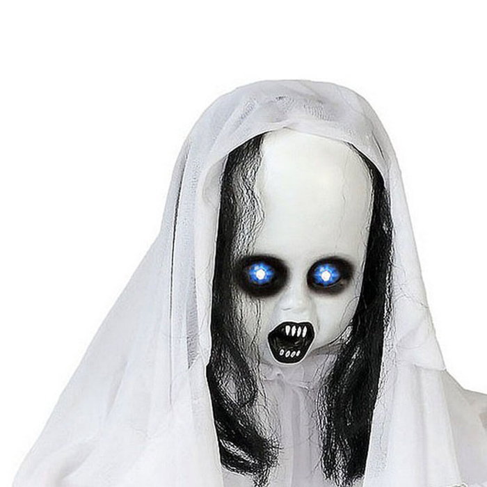 Partyrama Colgante Decoración Halloween Niña Fantasma 90 cm con Ojos Rojos Luminosos y Sonido Escalofriante Activado por Ruido Partyrama Colgante Decoración Halloween Niña Fantasma 90 cm con Ojos Rojos Luminosos y Sonido Escalofriante Activado por Ruido