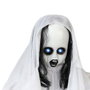Partyrama Colgante Decoración Halloween Niña Fantasma 90 cm con Ojos Rojos Luminosos y Sonido Escalofriante Activado por Ruido