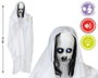 Partyrama Colgante Decoración Halloween Niña Fantasma 90 cm con Ojos Rojos Luminosos y Sonido Escalofriante Activado por Ruido
