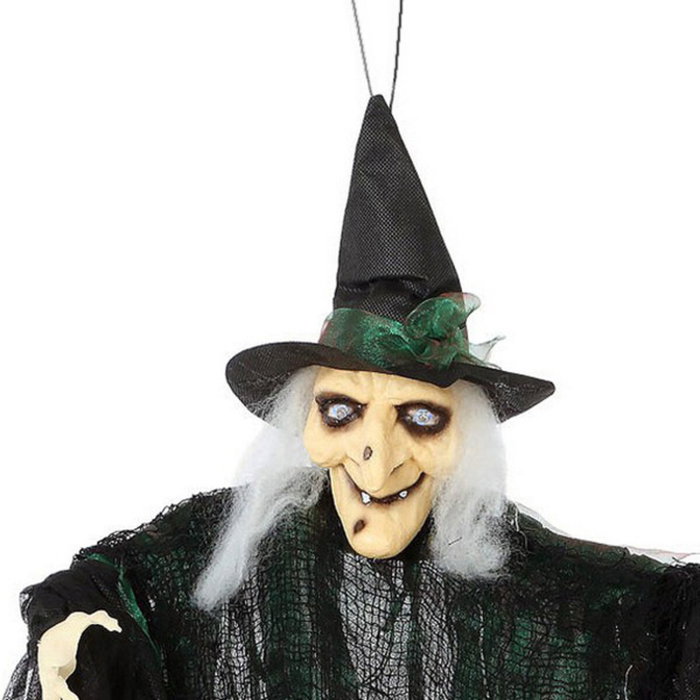Atosa Figurina Decorativa Bruja Colgante con Luz LED, Negro y Verde, 100 cm Atosa Figurina Decorativa Bruja Colgante con Luz LED, Negro y Verde, 100 cm