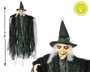 Atosa Figurina Decorativa Bruja Colgante con Luz LED, Negro y Verde, 100 cm