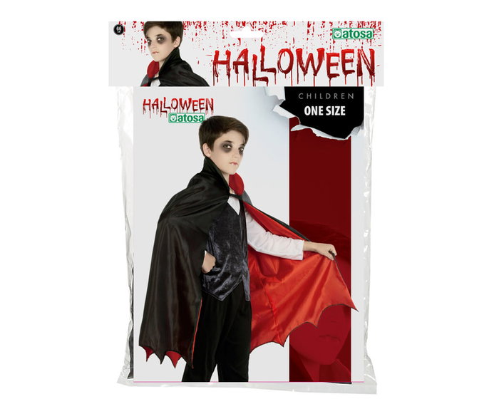 Capa Negra Y Roja De 66 cm Con Diseño De Murciélago Para Niños Talla Única Capa Negra Y Roja De 66 cm Con Diseño De Murciélago Para Niños Talla Única