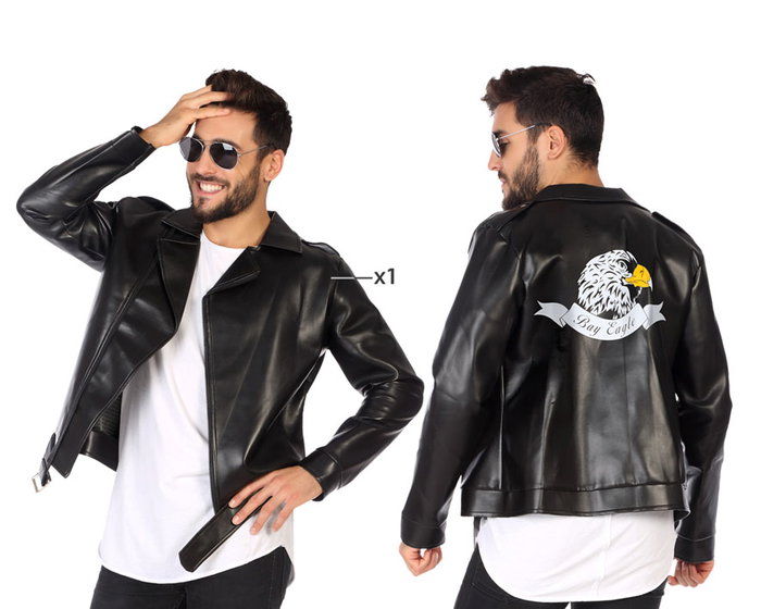Disfraz Años 60 Hombre Adulto Chupa Negra Rock & Roll Rockabilly Talla XS-S