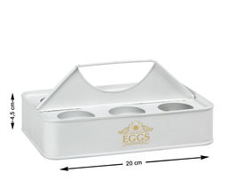 Huevera Metal Blanco Cocina Decorativa Vintage Capacidad 6 Huevos 4.5x20cm
