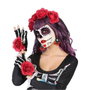 Atosa Set Catrina de Disfraz para Adulto con Diadema de Flores Rojas, Guantes y Pendientes de 5 Piezas