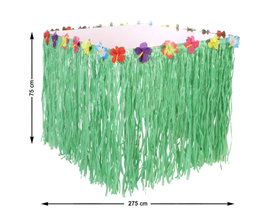 Atosa Faldón Decorativo para Mesa Fiesta Hawaiana Tropical, 275x75 cm Verde con Flores Multicolor