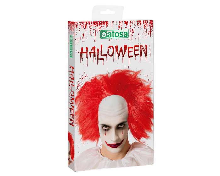 Peluca Halloween Payaso Naranja Calvo