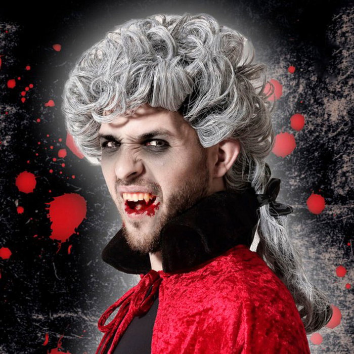 Atosa Peluca Halloween Vampiro de Tirabuzones Gris para Disfraz y Fiesta Atosa Peluca Halloween Vampiro de Tirabuzones Gris para Disfraz y Fiesta