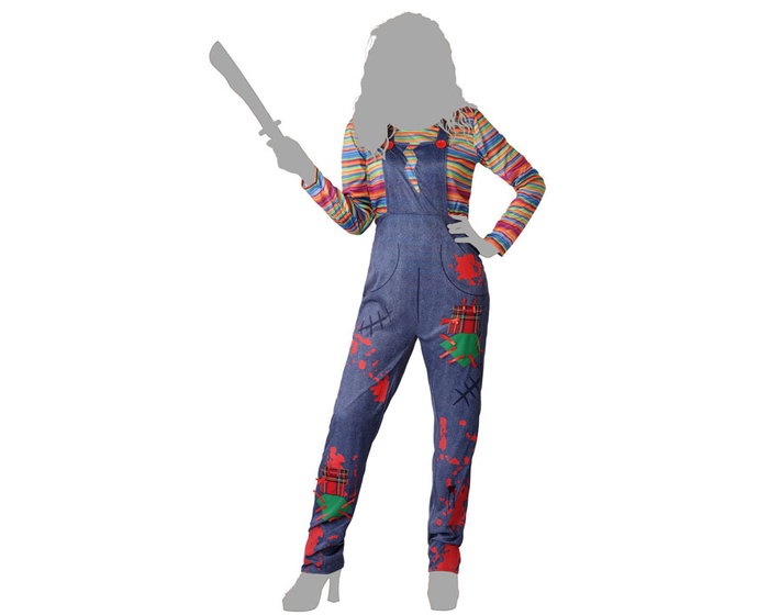 Disfraz Muñeca Sangrienta Adulto Mujer XS-S con camiseta y peto vaquero