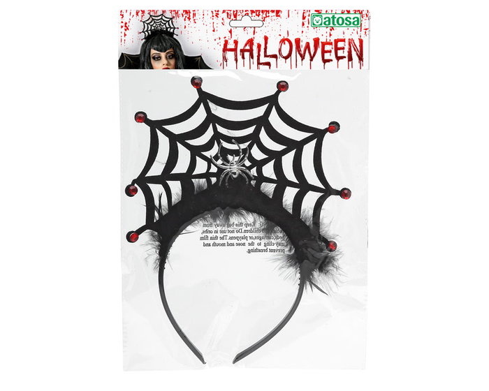 Diadema Halloween Telaraña Negra Rígida