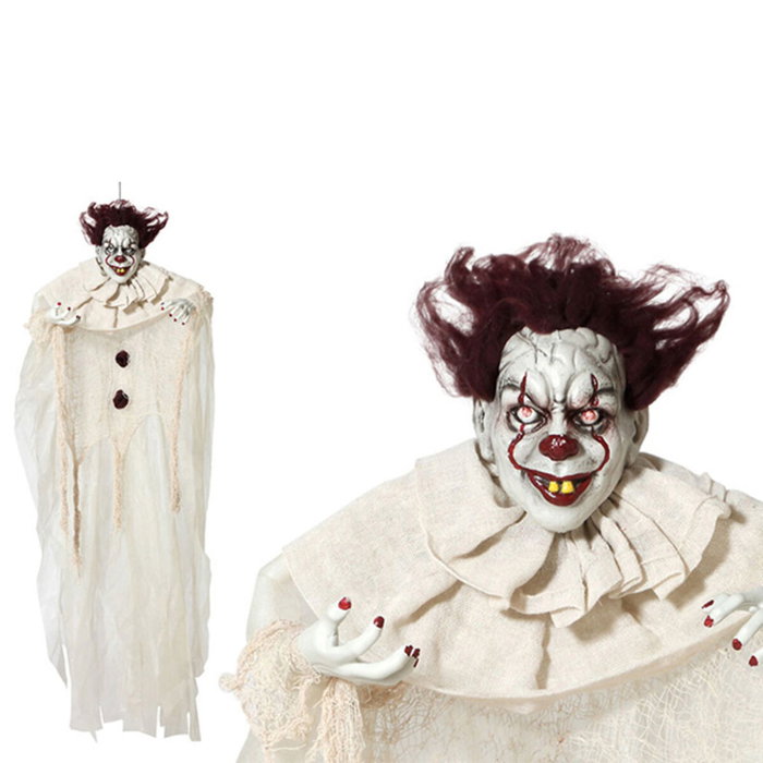 Atosa SpookyFun Payaso Asesino Colgante con Luces Rojas en los Ojos - 130 cm Atosa SpookyFun Payaso Asesino Colgante con Luces Rojas en los Ojos - 130 cm