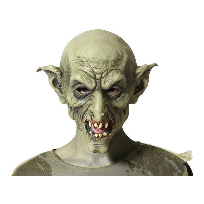 Máscara de Duende Verde con Arrugas y Dientes Amarillos Máscara de Duende Verde con Arrugas y Dientes Amarillos