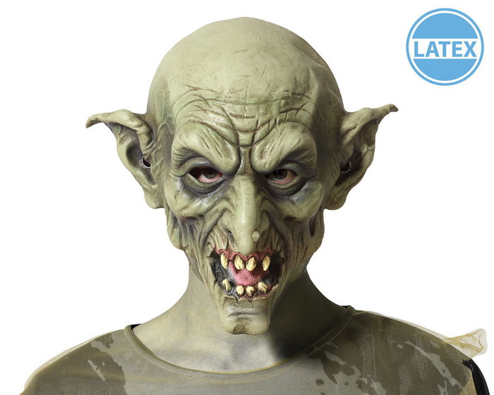 Máscara de Duende Verde con Arrugas y Dientes Amarillos Máscara de Duende Verde con Arrugas y Dientes Amarillos