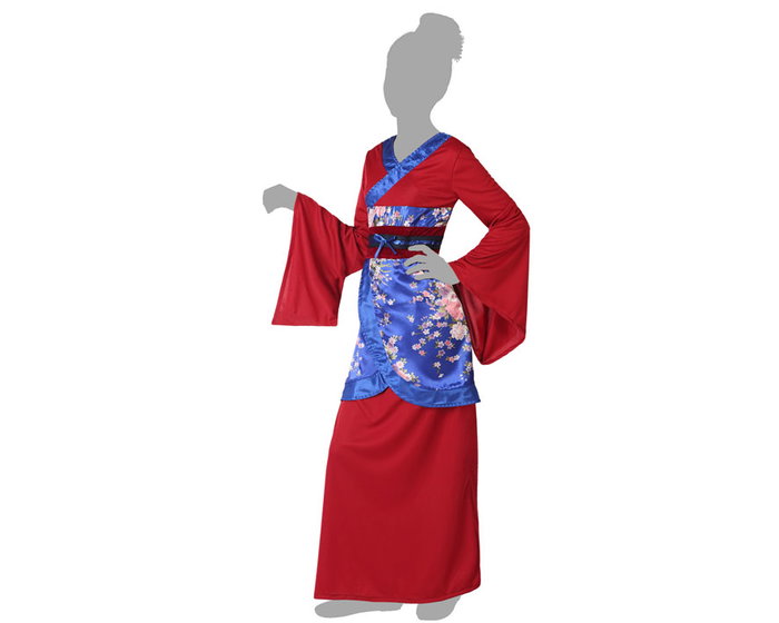 Atosa Disfraz China Niña Infantil Kimono Rojo Burdeos con Flores de Cerezo Talla 7-9 Años