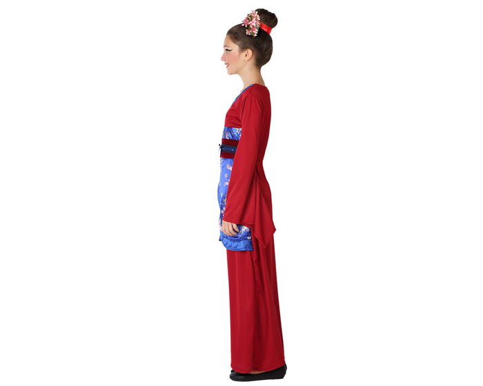 Atosa Disfraz China Niña Infantil Kimono Rojo Burdeos con Flores de Cerezo Talla 7-9 Años
