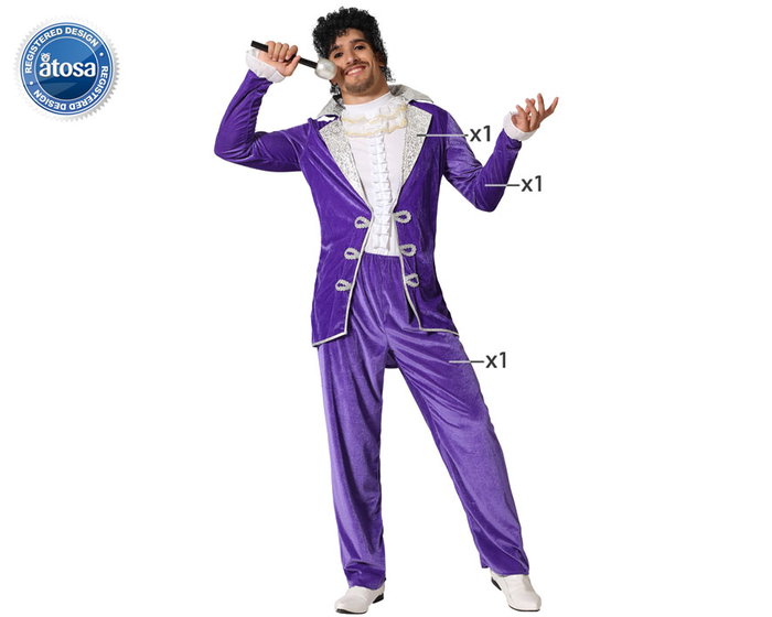 Disfraz Estrella Rock Morado para Hombre Adulto XL Chaqueta Pantalón Camisa Años 80 Disfraz Estrella Rock Morado para Hombre Adulto XL Chaqueta Pantalón Camisa Años 80