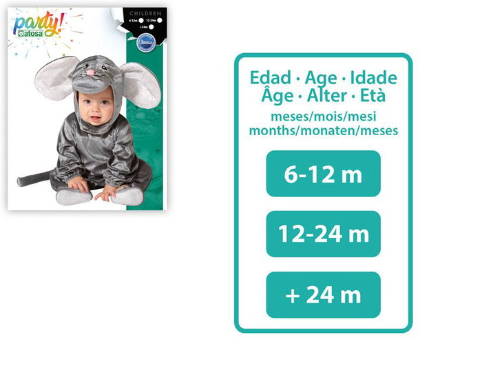 Disfraz Raton Unisex Bebé Gris 6-12 Meses