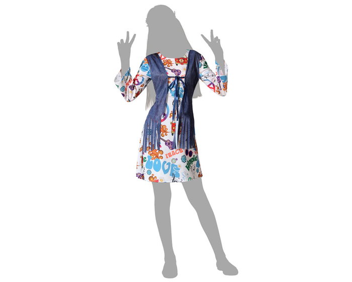 Disfraz Hippie Niña Multicolor 10-12 Años Vestido y Chaleco Fiesta Carnaval Disfraz Hippie Niña Multicolor 10-12 Años Vestido y Chaleco Fiesta Carnaval
