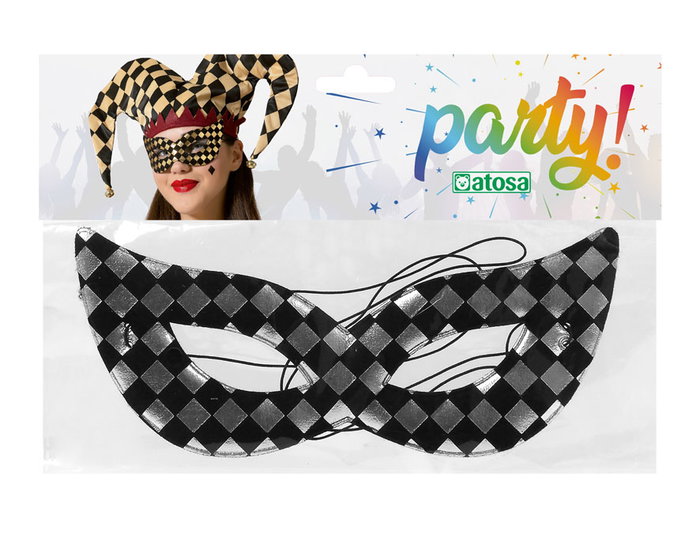 Máscara Veneciana Damero Antifaz para Carnaval con Gorro Cascabeles, 3 Modelos Diseño Bufón Máscara Veneciana Damero Antifaz para Carnaval con Gorro Cascabeles, 3 Modelos Diseño Bufón