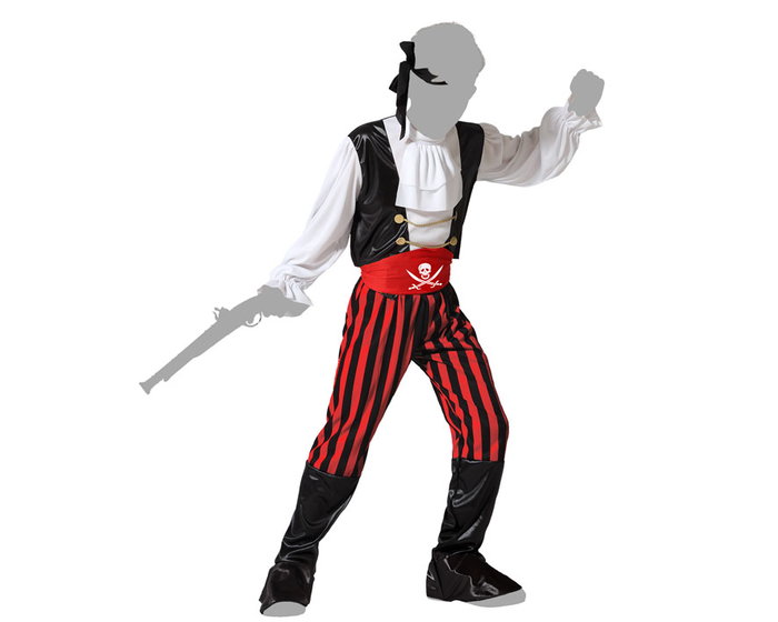 Disfraz Pirata Bucanero 7-9 Años - Camisa Pantalón Cinturón Pañuelo