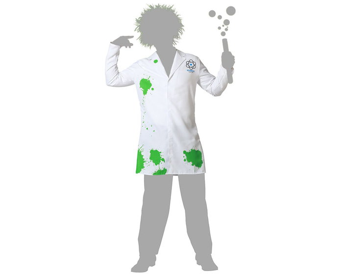 Disfraz de Científico Loco para Adulto Unisex, Bata Blanca Talla XL