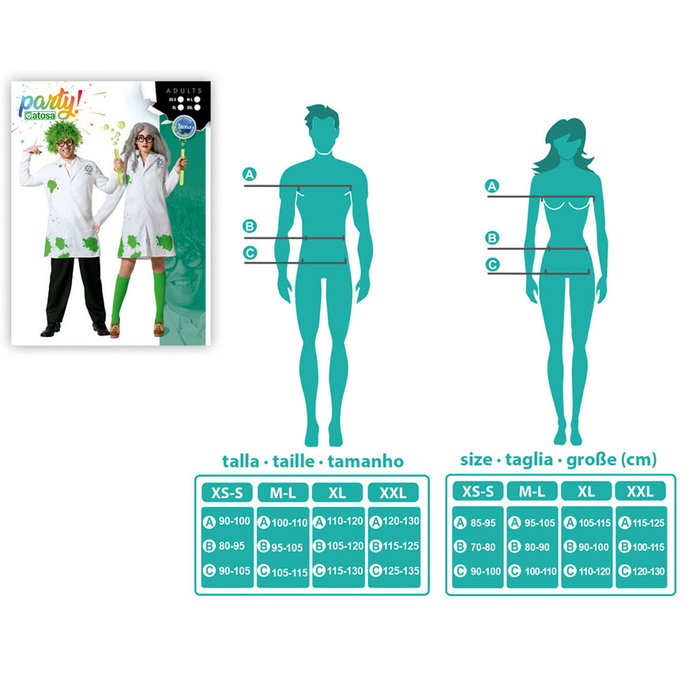 Disfraz de Científico Loco para Adulto Unisex, Bata Blanca Talla XL