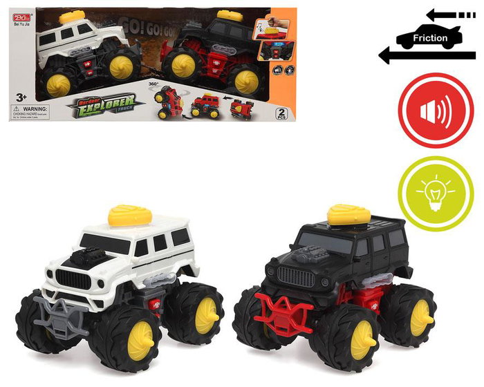 Coches Resorte Luz Sonido Blanco Negro 38x15 cm Electrico 1 Set