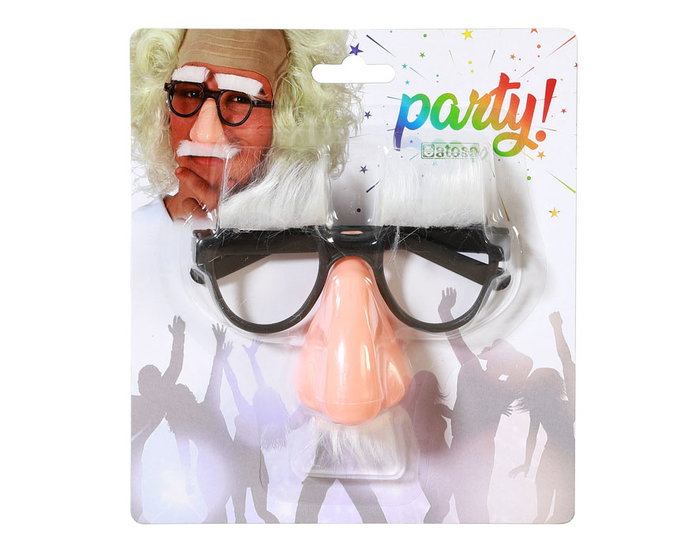 Gafas Con Nariz Bigote Blanco Científico Accesorio Temática Broma Adulto