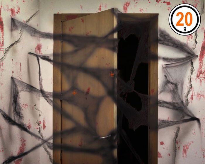 Telaraña Negra Con 2 Arañas 20 gr Para Decoración De Halloween