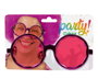 Gafas de Carnaval Redondas Fucsia para Mujer Adulto con Bolas Colgantes para Disfraces, Fiestas y Looks Años 80