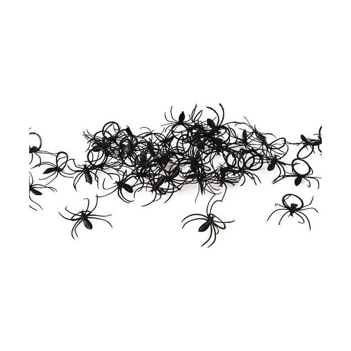 Atosa Mini Arañas Negras de Decoración para Halloween - 50 Unidades de Plástico