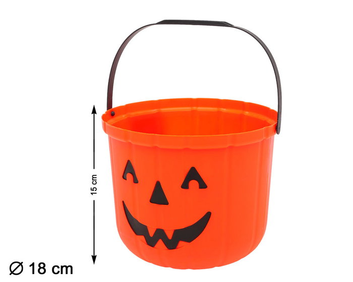 Cubo Calabaza Naranja 15 cm para Chuches y Decoración Halloween Cubo Calabaza Naranja 15 cm para Chuches y Decoración Halloween