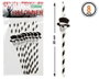 Atosa Set de 8 Pajitas de Plástico Temática Halloween Calavera Blanco y Negro