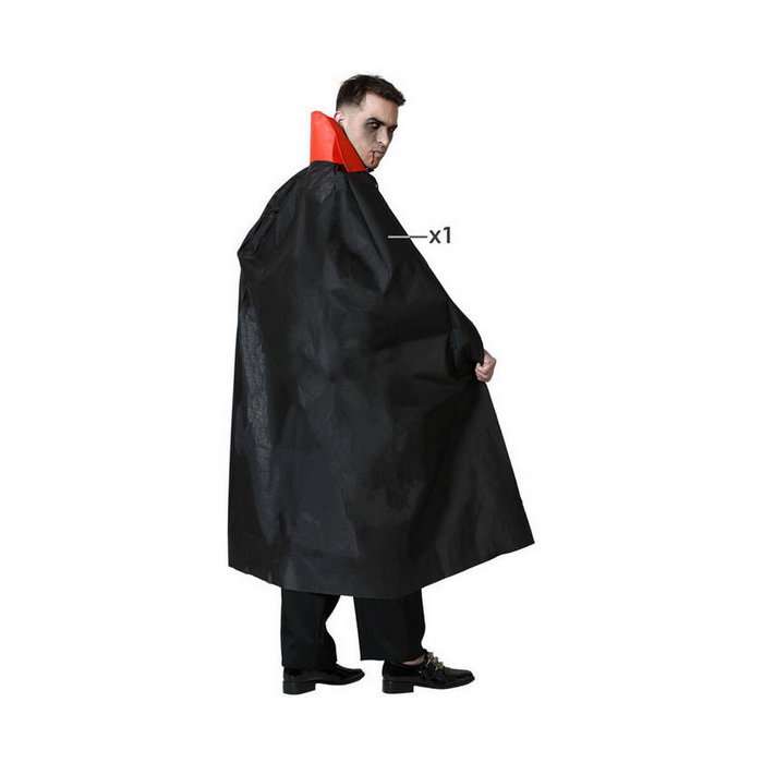 Atosa Capa Larga Negra con Cuello Rojo para Disfraz de Vampiro 140cm
