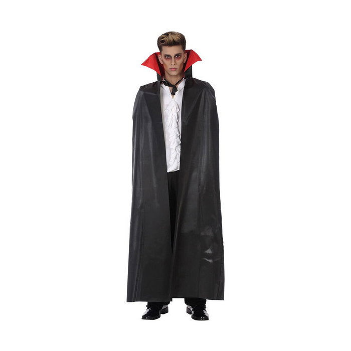 Atosa Capa Larga Negra con Cuello Rojo para Disfraz de Vampiro 140cm