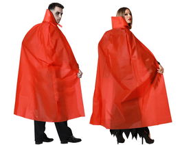 Capa Larga Roja Con Cuello Alto Para Disfraz Vampiro 140 cm Adulto Polyester