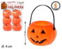 Atosa Mini Calabazas Decorativas Halloween Jack-o'-lantern, Naranja, Pack de 6 Unidades, 25x13 cm