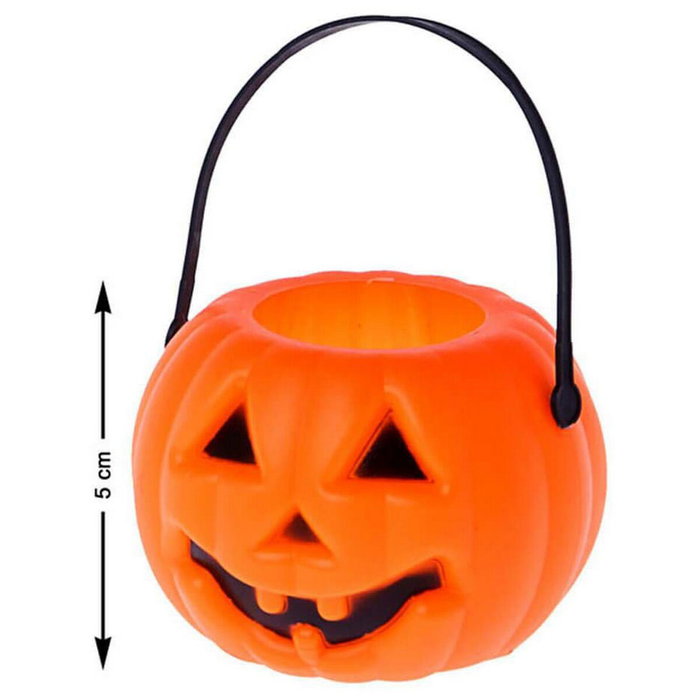Atosa Mini Calabazas Decorativas Halloween Jack-o'-lantern, Naranja, Pack de 6 Unidades, 25x13 cm